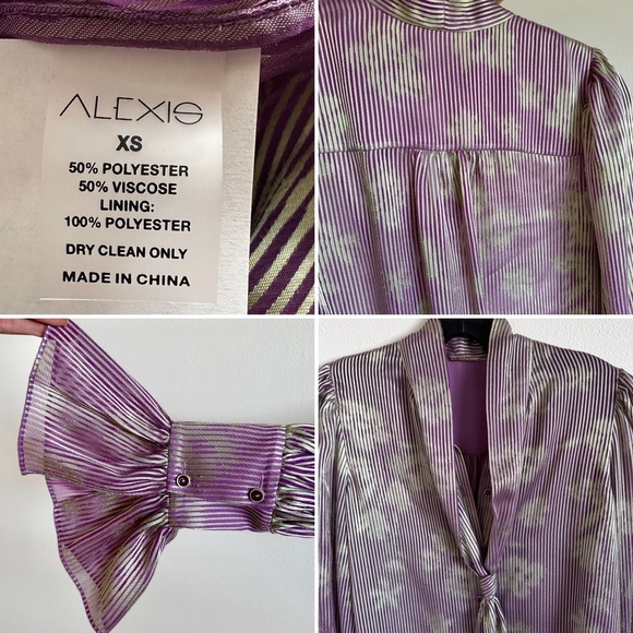 BNWOT $498 ALEXIS Tonal Floral FRANCISCA Blouse Lilac Sheen - Picture 4 of 16